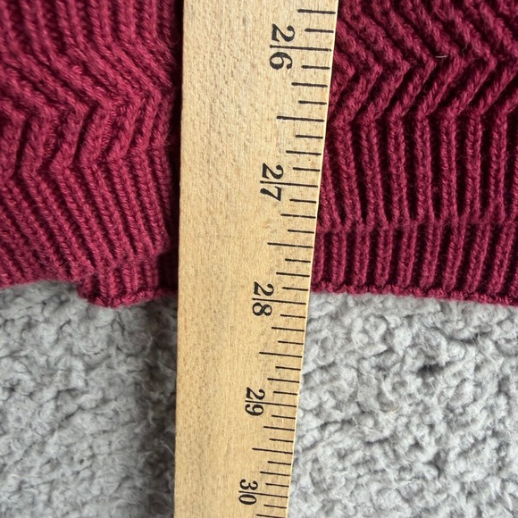 Chaps Ralph Lauren Mens Large Burgundy Chevron Cotton Knit Sweater Vintage - Picture 4 of 11